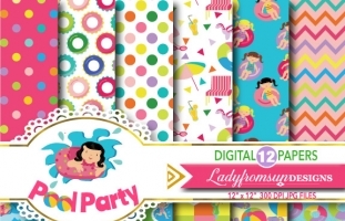 Pool Party Digital Paper Pack -