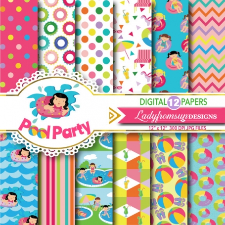 Pool Party Digital Paper Pack -