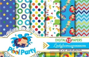 Pool Party Digital Paper Pack
