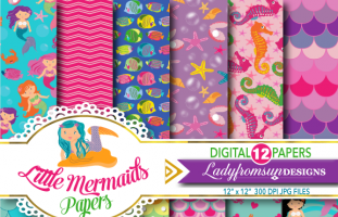 Little Mermaid Digital Papers