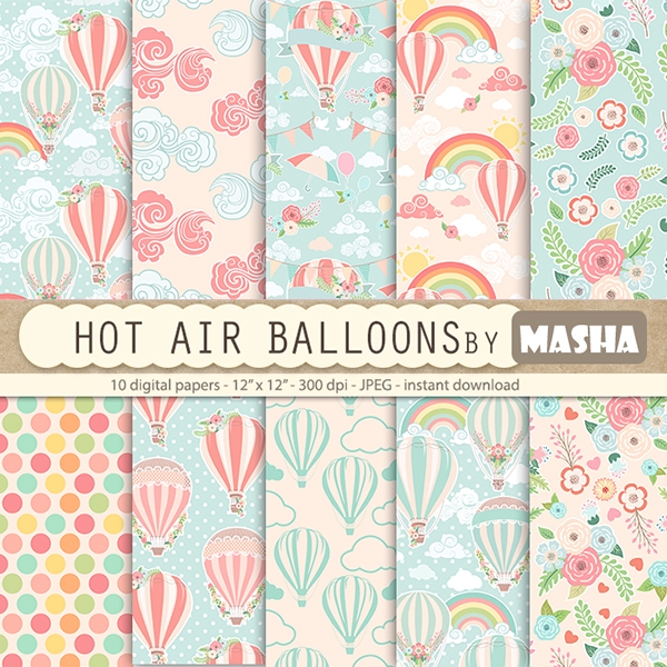 Download Hot Air Balloons Digital Papers 