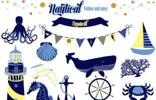 Nautical Yellow and Navy Clipart