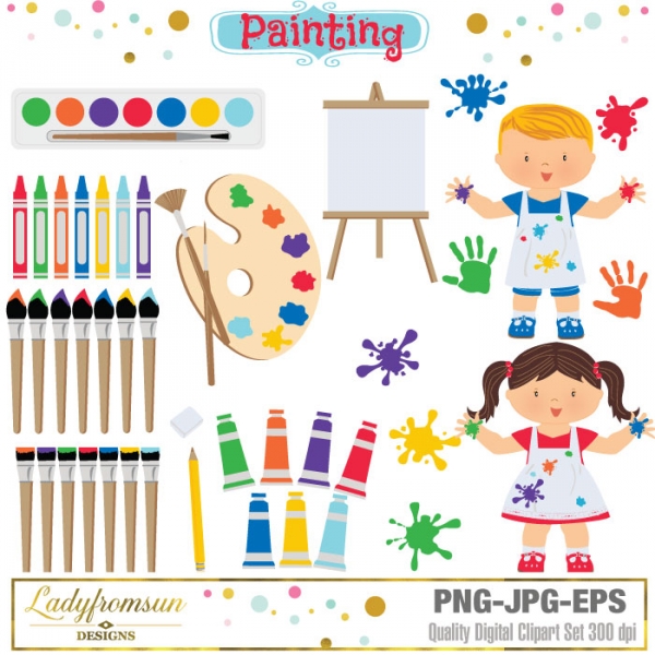 Download Kids Painting Clipart Set 