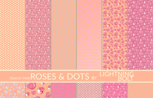 Peachy Pink Roses & Dots
