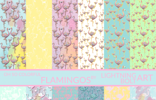 Oh So Colorful Flamingos Digital