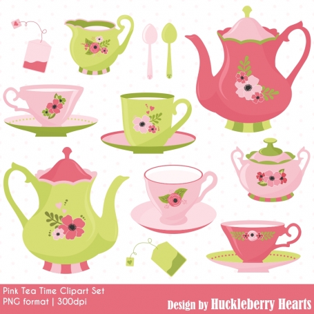 Pink Tea Time Clipart Set