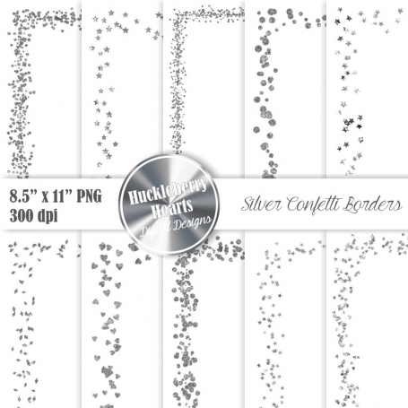 Silver Confetti Borders Clipart