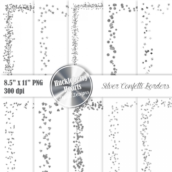 Download Silver Confetti Borders Clipart 