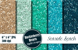 Seaside Beach Glitter Digital Paper