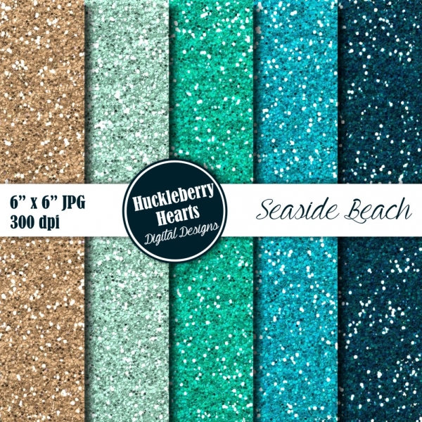 Download Seaside Beach Glitter Digital Paper 