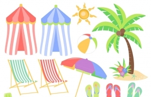 Day at the Beach Clipart Set