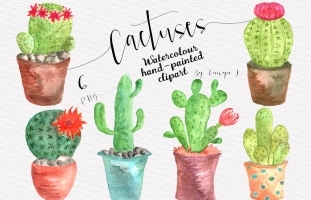 Cactuses Watercolor Clipart