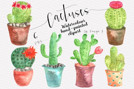 Cactuses Watercolor Clipart