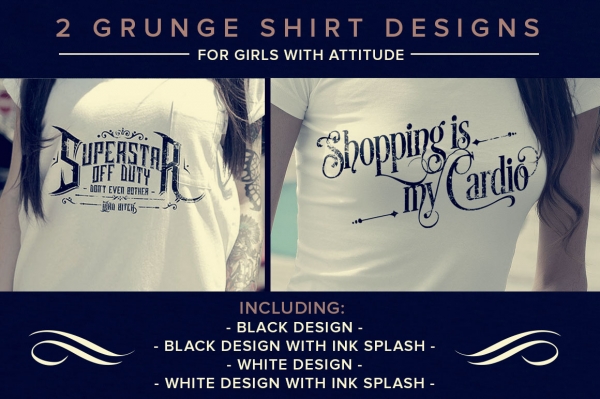 Download 2  Distressed Typography Shirt Designs for Girls with Attitude 