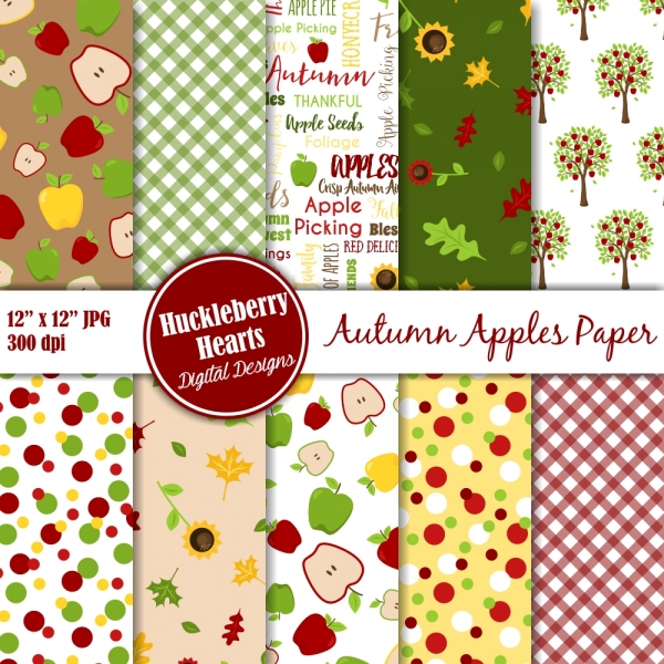 Download Autumn Apples Scrapbook Paper 