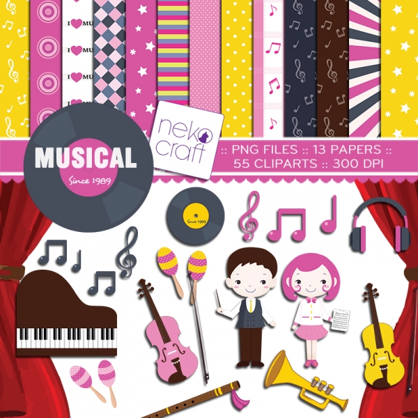 Download Music Clipart and Digital Set 