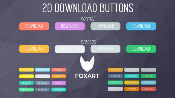 Download Download buttons | Flat design | Normal and Pressed versions 