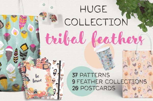 Download 37 Feather Patterns, 20 Postcards 