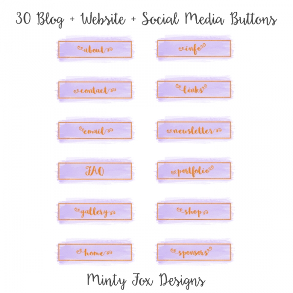 Download Purple Watercolor and Gold Foil Script Website Buttons 