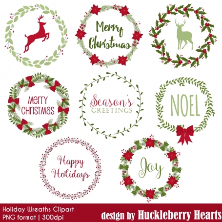 Christmas Wreaths Clipart,