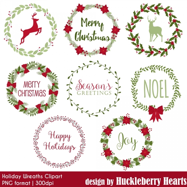 Download Christmas Wreaths Clipart, Christmas Clipart, Digital Wreaths 