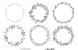 Wreath Clipart, Hand Drawn,