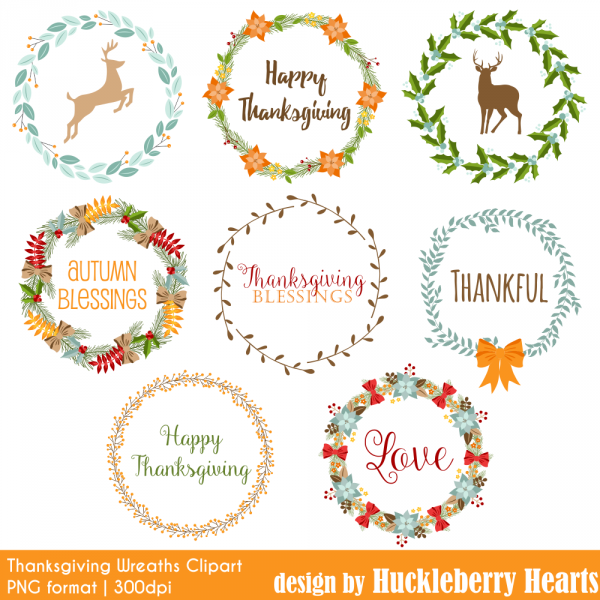 Download Thanksgiving Wreaths Clipart, Thanksgiving Clipart, Digital Wreaths,  