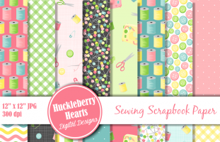 Sewing Scrapbook Paper, Digital