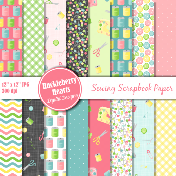 Download Sewing Scrapbook Paper, Digital Sewing Paper 