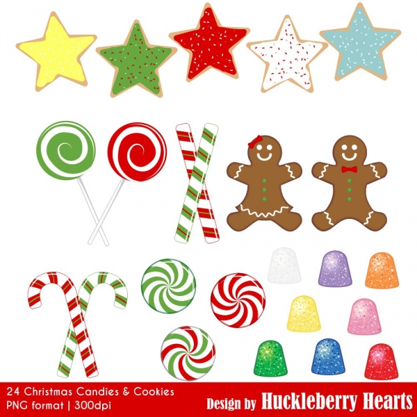 Download Christmas Cookies and Candy Clipart, Digital Cookies, Digital Candy,  