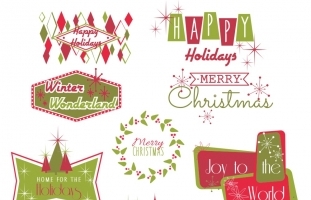 Retro Holiday Clipart, Christmas