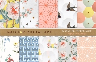 Digital Paper - Paper Umbrellas