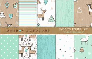 Digital Paper - Cute Christmas II