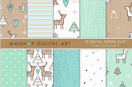 Digital Paper - Cute Christmas II