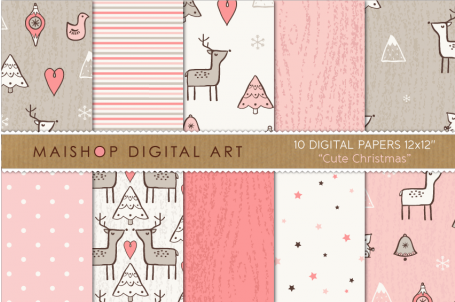 Digital Paper - Cute Christmas