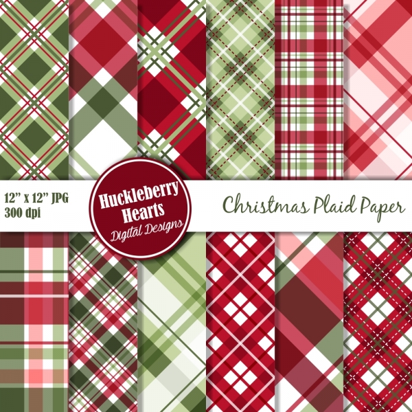 Download Christmas Plaid Digital Paper, Christmas Papers, Digital Plaid Paper 