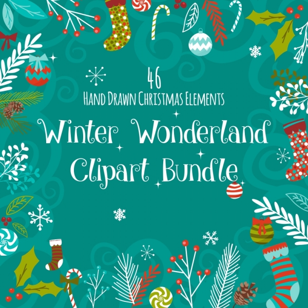 Download Christmas Clipart, Digital Christmas Clipart, Christmas Floral,  