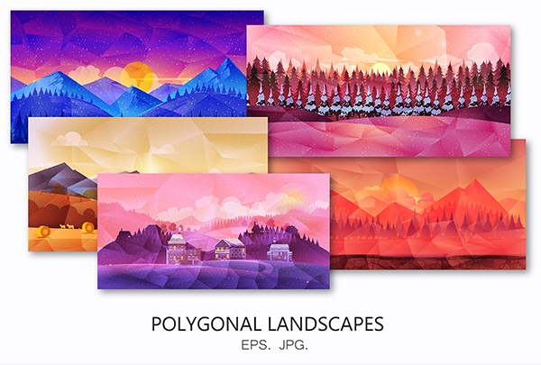 Download Polygonal Landscapes Vector 