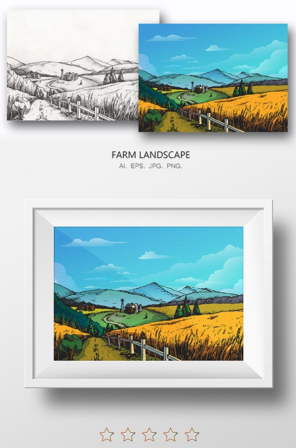 Download Hand Drawn Farm Nature Landscape  