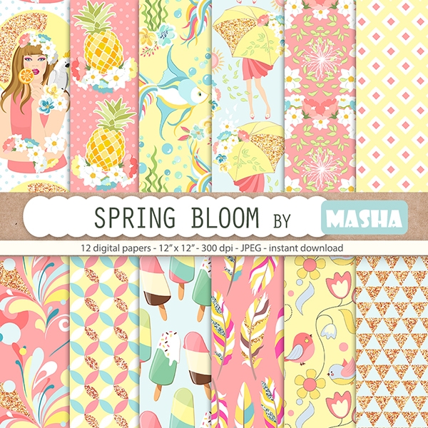 Download Spring Bloom Digital Papers 