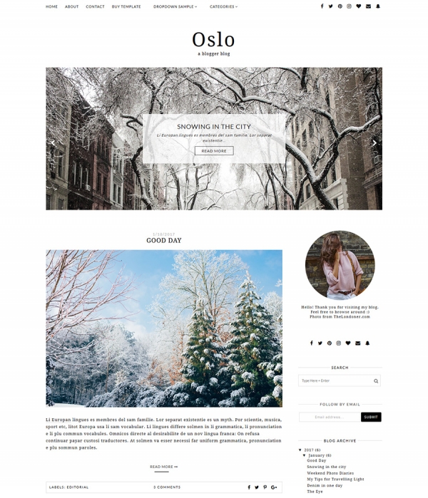 Download OSLO - Minimalist & Responsive Blogger Template 