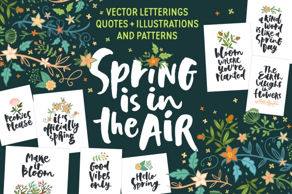 Download Spring Letterings + Graphics + Patterns 
