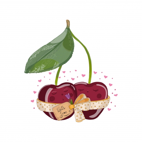 Cherries With a Flower in Love