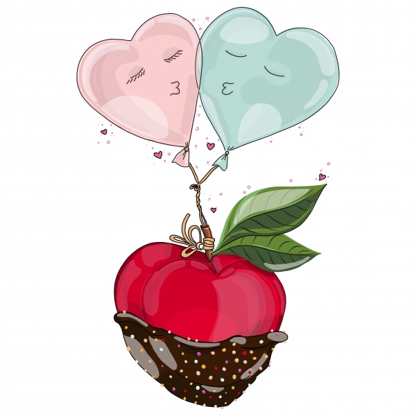 Download Apple in chocolate with balloon in love.  