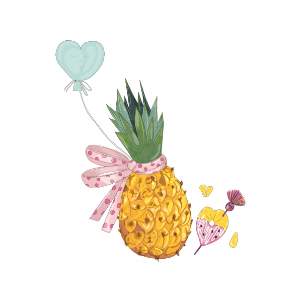 Download Pineapple with bow and balloon in love.  