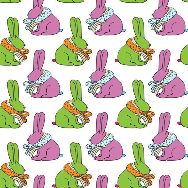 Download Easter bunny seamless pattern. Bright colors.   