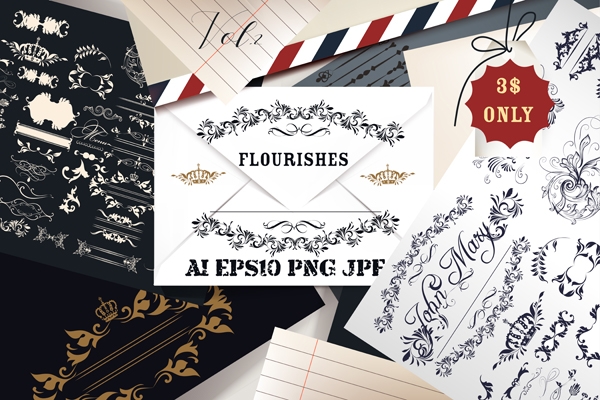 Download Set Of Vintage Flourishes 