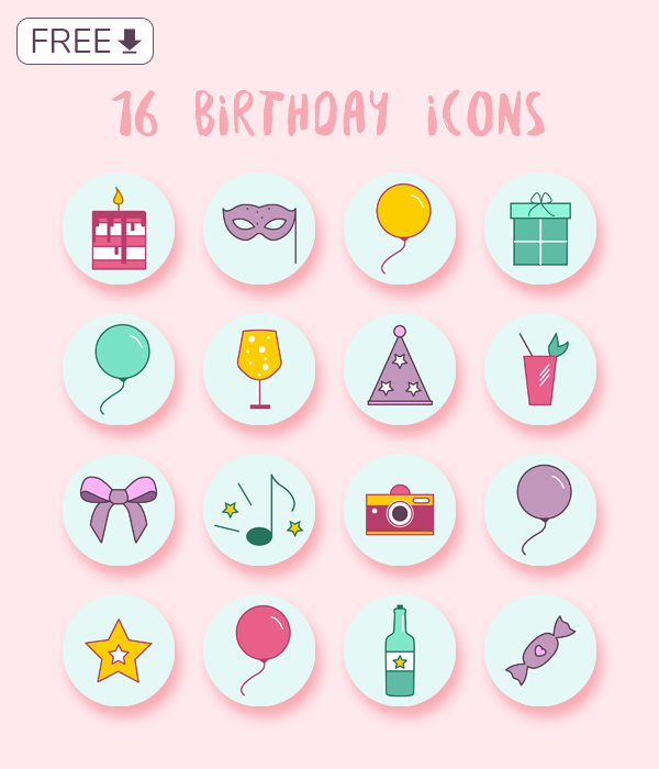 Download 16 Free Birthday Icons 