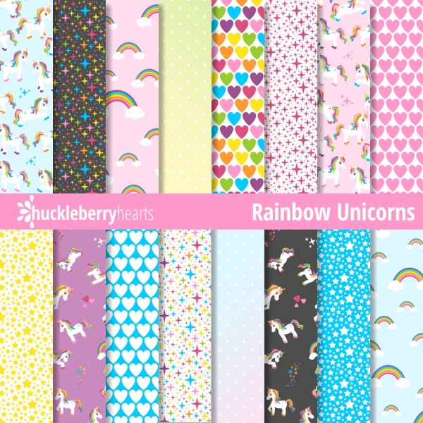 Download Unicorn Paper, Digital Unicorn Paper, Unicorn Patterns, Rainbow 