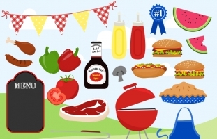 BBQ Clipart, Cookout Clipart,